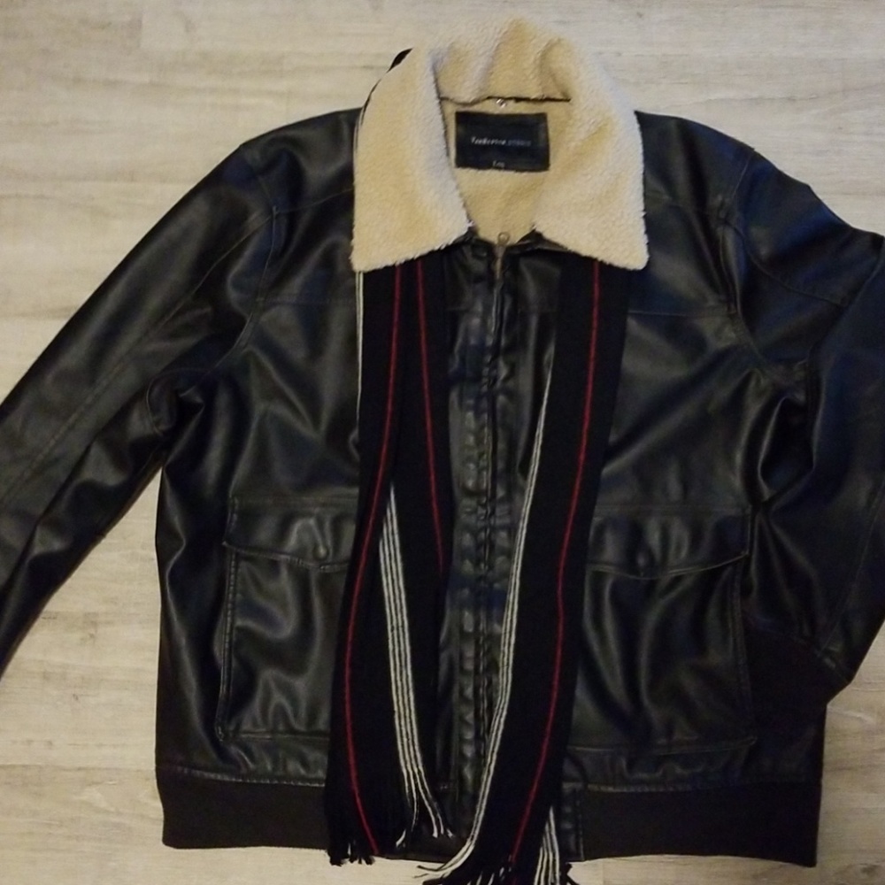 Leather bomber jacket